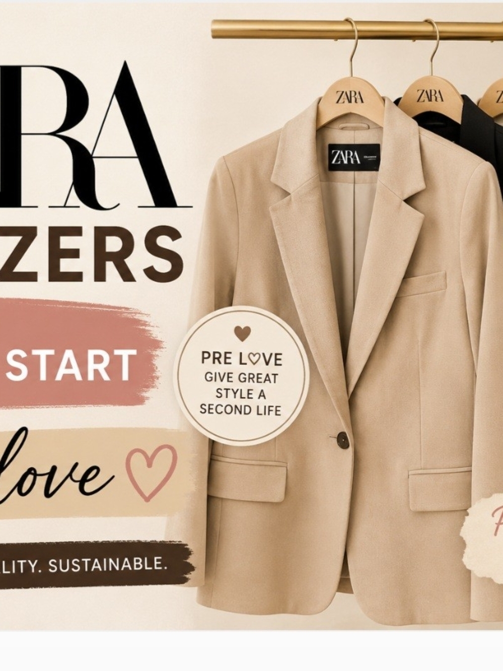 ZARA Tan Single-Button Men’s Blazer - Tailored Sport Coat